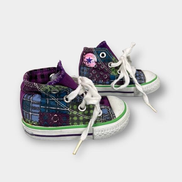 Vintage Converse Patchwork High Top Sneakers 2 - Picture 1 of 10
